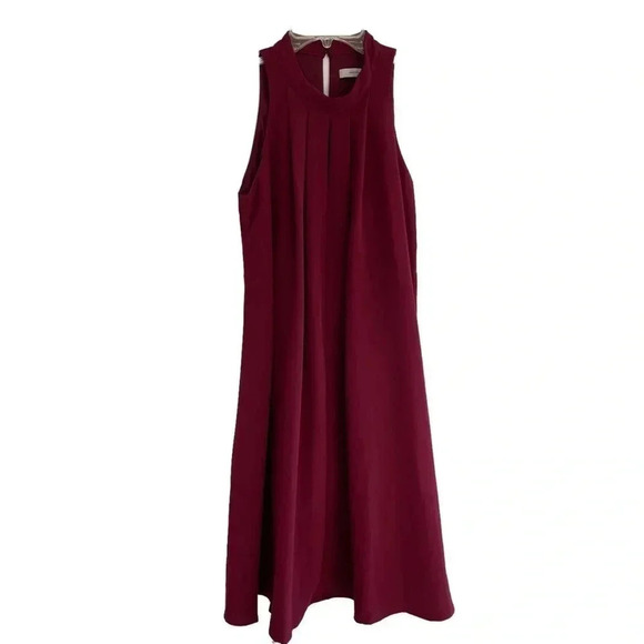 Front Row by Klarra Dresses & Skirts - Dark Magenta Sleeveless Pleated Shift Dress